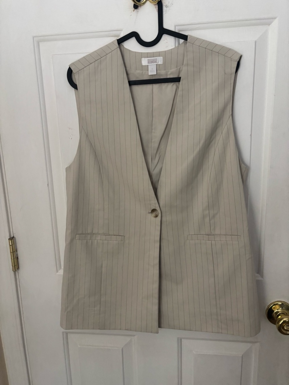 Nordstrom Cream Pinstripe Sleeveless Blazer Vest